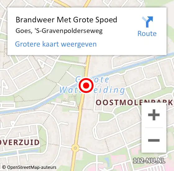 Locatie op kaart van de 112 melding: Brandweer Met Grote Spoed Naar Goes, 'S-Gravenpolderseweg op 20 juli 2017 22:16