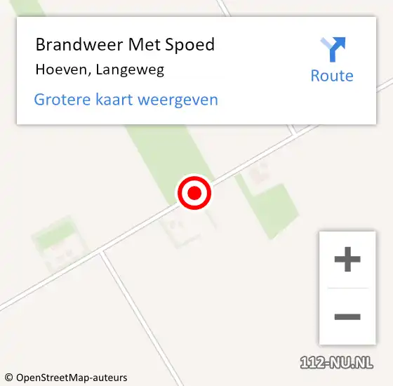 Locatie op kaart van de 112 melding: Brandweer Met Spoed Naar Hoeven, Langeweg op 20 juli 2017 22:29