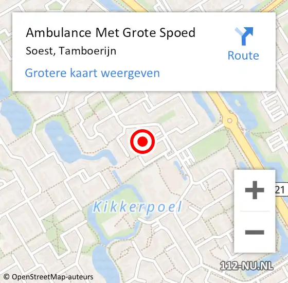 Locatie op kaart van de 112 melding: Ambulance Met Grote Spoed Naar Soest, Tamboerijn op 20 juli 2017 22:41