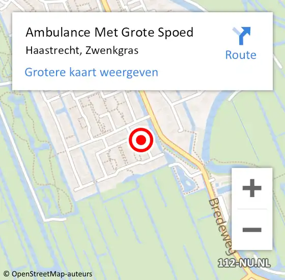 Locatie op kaart van de 112 melding: Ambulance Met Grote Spoed Naar Haastrecht, Zwenkgras op 20 juli 2017 22:56