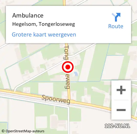 Locatie op kaart van de 112 melding: Ambulance Hegelsom, Tongerloseweg op 27 januari 2014 15:21