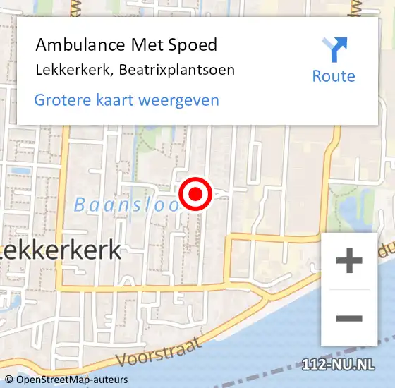 Locatie op kaart van de 112 melding: Ambulance Met Spoed Naar Lekkerkerk, Beatrixplantsoen op 21 juli 2017 00:03