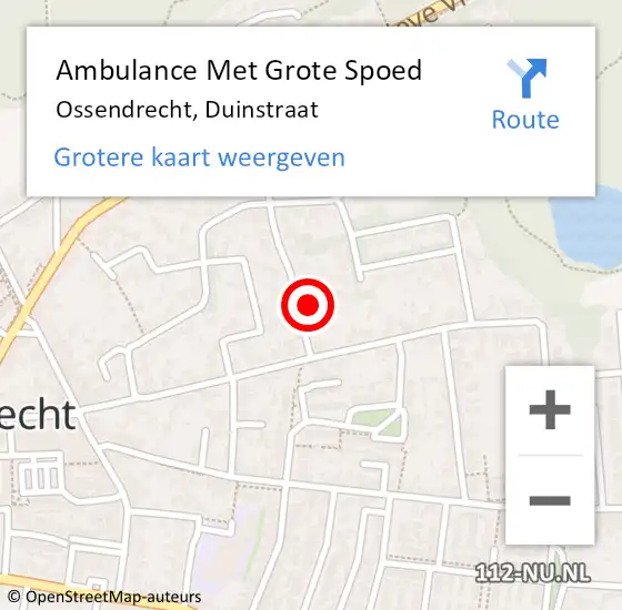 Locatie op kaart van de 112 melding: Ambulance Met Grote Spoed Naar Ossendrecht, Duinstraat op 21 juli 2017 00:09