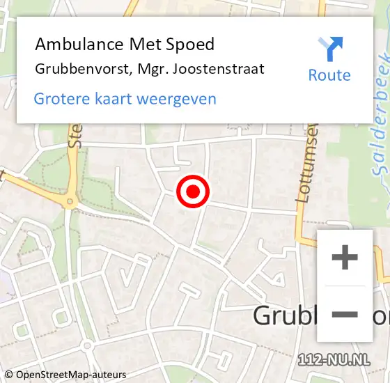 Locatie op kaart van de 112 melding: Ambulance Met Spoed Naar Grubbenvorst, Mgr. Joostenstraat op 27 januari 2014 15:27