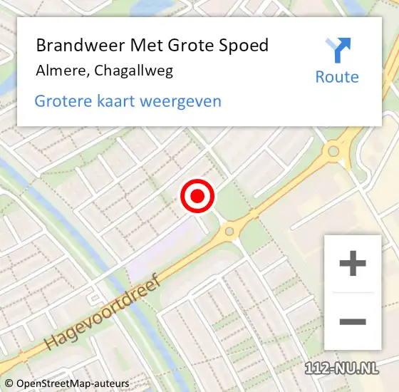 Locatie op kaart van de 112 melding: Brandweer Met Grote Spoed Naar Almere, Chagallweg op 21 juli 2017 01:19