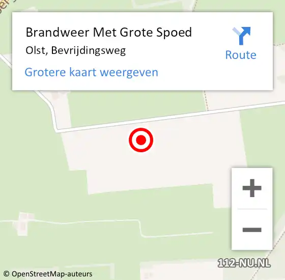 Locatie op kaart van de 112 melding: Brandweer Met Grote Spoed Naar Olst, Bevrijdingsweg op 27 januari 2014 15:30