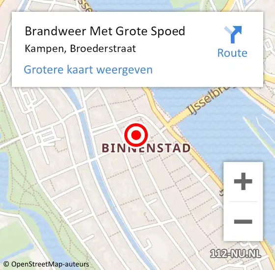 Locatie op kaart van de 112 melding: Brandweer Met Grote Spoed Naar Kampen, Broederstraat op 21 juli 2017 03:12