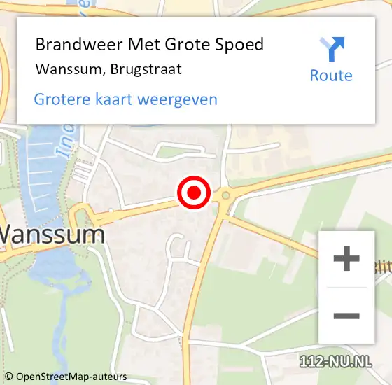 Locatie op kaart van de 112 melding: Brandweer Met Grote Spoed Naar Wanssum, Brugstraat op 21 juli 2017 07:03
