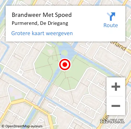 Locatie op kaart van de 112 melding: Brandweer Met Spoed Naar Purmerend, De Driegang op 21 juli 2017 07:12