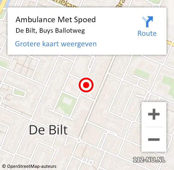 Locatie op kaart van de 112 melding: Ambulance Met Spoed Naar De Bilt, Buys Ballotweg op 21 juli 2017 07:43