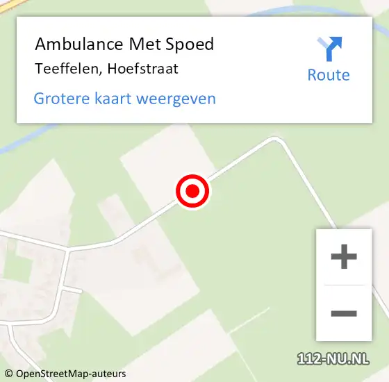 Locatie op kaart van de 112 melding: Ambulance Met Spoed Naar Teeffelen, Hoefstraat op 21 juli 2017 08:18