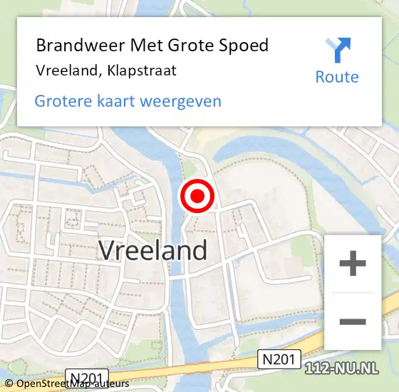 Locatie op kaart van de 112 melding: Brandweer Met Grote Spoed Naar Vreeland, Klapstraat op 21 juli 2017 08:42