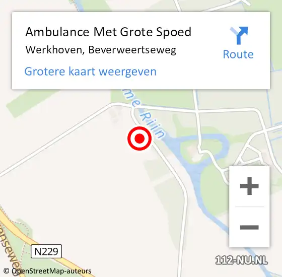 Locatie op kaart van de 112 melding: Ambulance Met Grote Spoed Naar Werkhoven, Beverweertseweg op 21 juli 2017 08:49