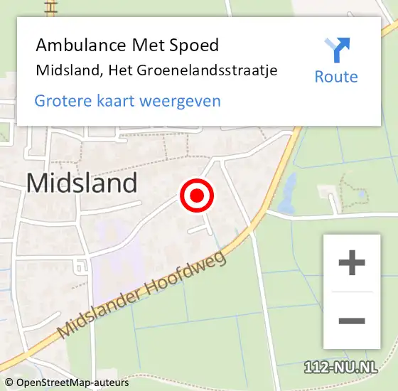 Locatie op kaart van de 112 melding: Ambulance Met Spoed Naar Midsland, Het Groenelandsstraatje op 21 juli 2017 08:53
