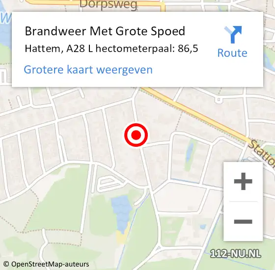 Locatie op kaart van de 112 melding: Brandweer Met Grote Spoed Naar Hattem, A28 L hectometerpaal: 86,5 op 21 juli 2017 08:58