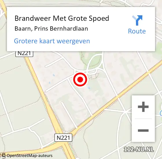 Locatie op kaart van de 112 melding: Brandweer Met Grote Spoed Naar Baarn, Prins Bernhardlaan op 21 juli 2017 09:01