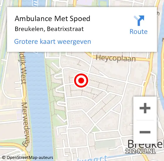 Locatie op kaart van de 112 melding: Ambulance Met Spoed Naar Breukelen, Beatrixstraat op 21 juli 2017 09:11