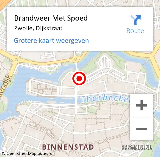 Locatie op kaart van de 112 melding: Brandweer Met Spoed Naar Zwolle, Dijkstraat op 21 juli 2017 09:22