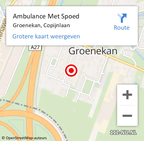 Locatie op kaart van de 112 melding: Ambulance Met Spoed Naar Groenekan, Copijnlaan op 21 juli 2017 09:59