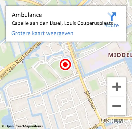 Locatie op kaart van de 112 melding: Ambulance Capelle aan den IJssel, Louis Couperusplaats op 21 juli 2017 10:02