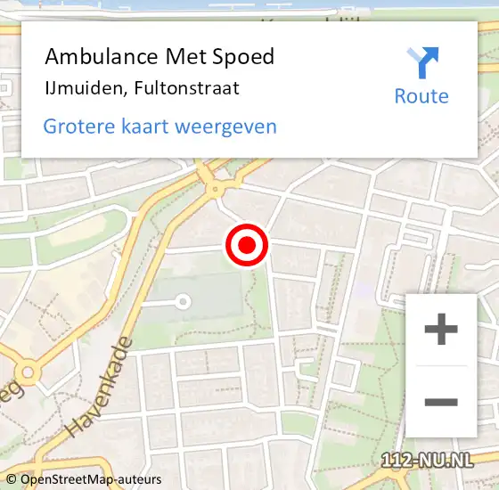 Locatie op kaart van de 112 melding: Ambulance Met Spoed Naar IJmuiden, Fultonstraat op 21 juli 2017 10:23