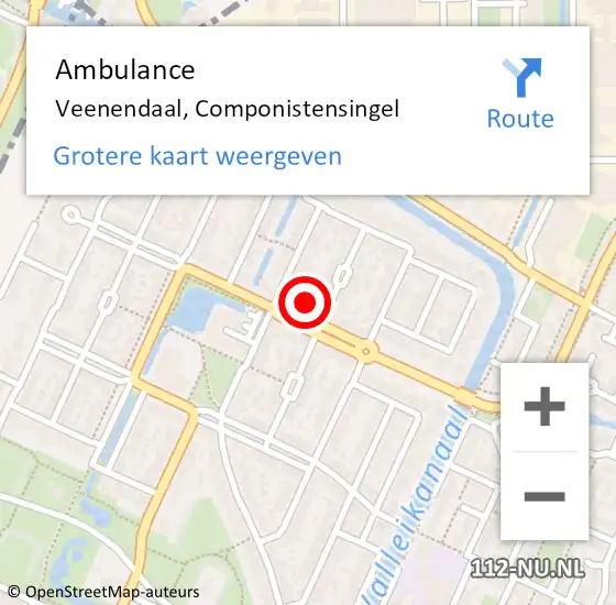 Locatie op kaart van de 112 melding: Ambulance Veenendaal, Componistensingel op 21 juli 2017 10:23