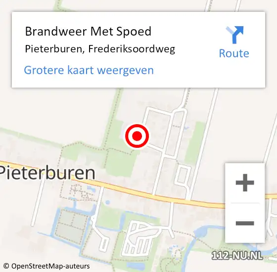 Locatie op kaart van de 112 melding: Brandweer Met Spoed Naar Pieterburen, Frederiksoordweg op 21 juli 2017 10:25