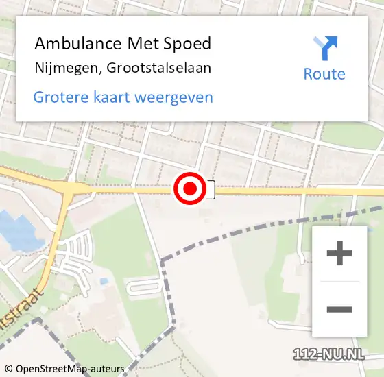 Locatie op kaart van de 112 melding: Ambulance Met Spoed Naar Nijmegen, Grootstalselaan op 21 juli 2017 11:08