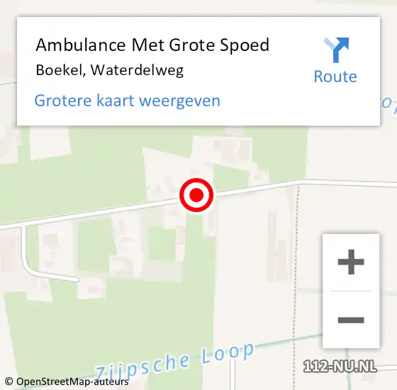 Locatie op kaart van de 112 melding: Ambulance Met Grote Spoed Naar Boekel, Waterdelweg op 21 juli 2017 11:38