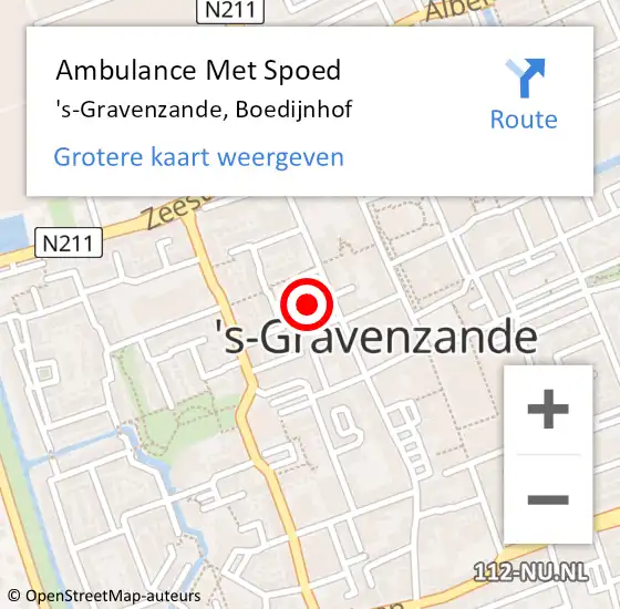 Locatie op kaart van de 112 melding: Ambulance Met Spoed Naar 's-Gravenzande, Boedijnhof op 21 juli 2017 11:55