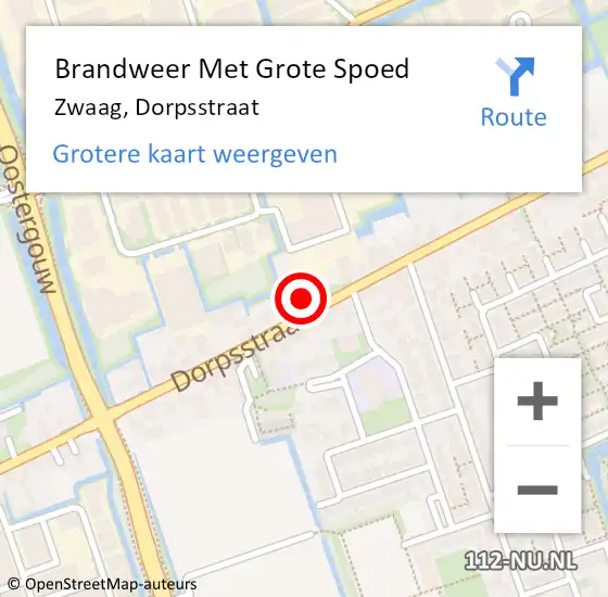 Locatie op kaart van de 112 melding: Brandweer Met Grote Spoed Naar Zwaag, Dorpsstraat op 21 juli 2017 12:47