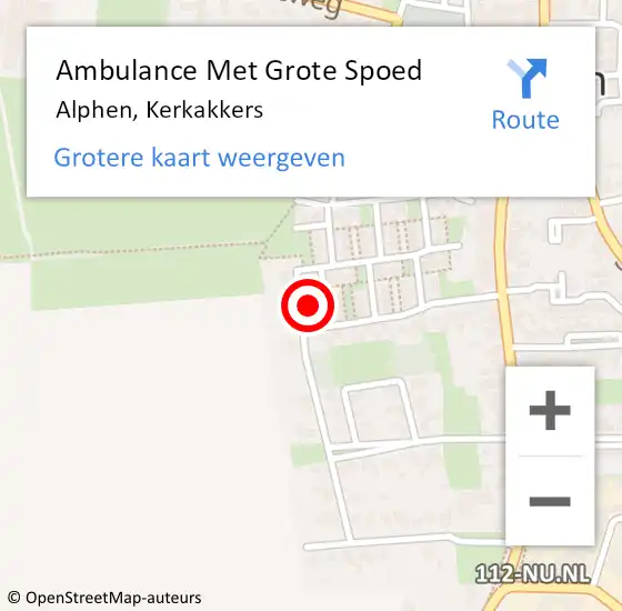 Locatie op kaart van de 112 melding: Ambulance Met Grote Spoed Naar Alphen, Kerkakkers op 21 juli 2017 13:05