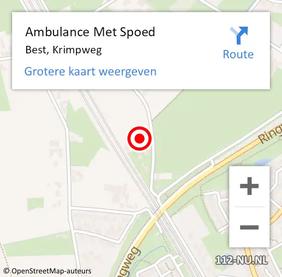 Locatie op kaart van de 112 melding: Ambulance Met Spoed Naar Best, Krimpweg op 21 juli 2017 13:12