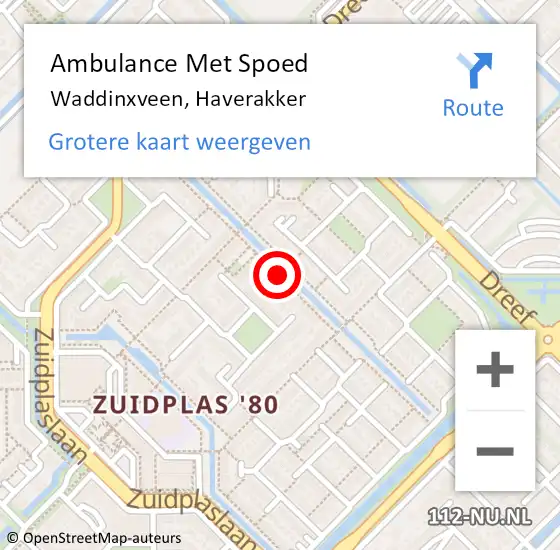 Locatie op kaart van de 112 melding: Ambulance Met Spoed Naar Waddinxveen, Haverakker op 21 juli 2017 13:21