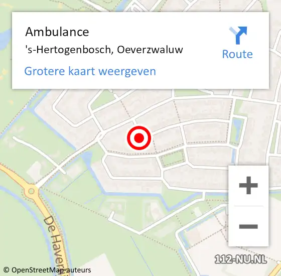 Locatie op kaart van de 112 melding: Ambulance 's-Hertogenbosch, Oeverzwaluw op 21 juli 2017 13:22