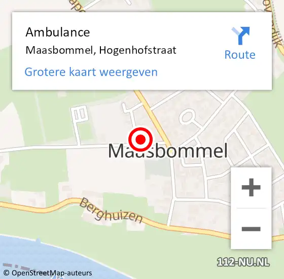 Locatie op kaart van de 112 melding: Ambulance Maasbommel, Hogenhofstraat op 21 juli 2017 13:40