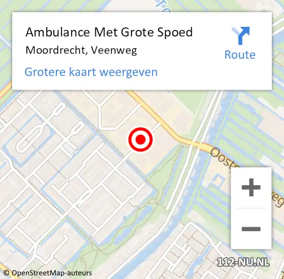 Locatie op kaart van de 112 melding: Ambulance Met Grote Spoed Naar Moordrecht, Veenweg op 21 juli 2017 13:52