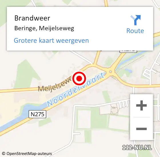 Locatie op kaart van de 112 melding: Brandweer Beringe, Meijelseweg op 21 juli 2017 13:52