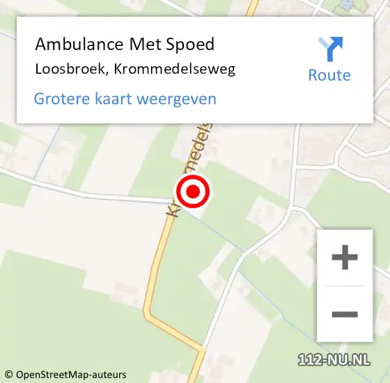 Locatie op kaart van de 112 melding: Ambulance Met Spoed Naar Loosbroek, Krommedelseweg op 21 juli 2017 13:57