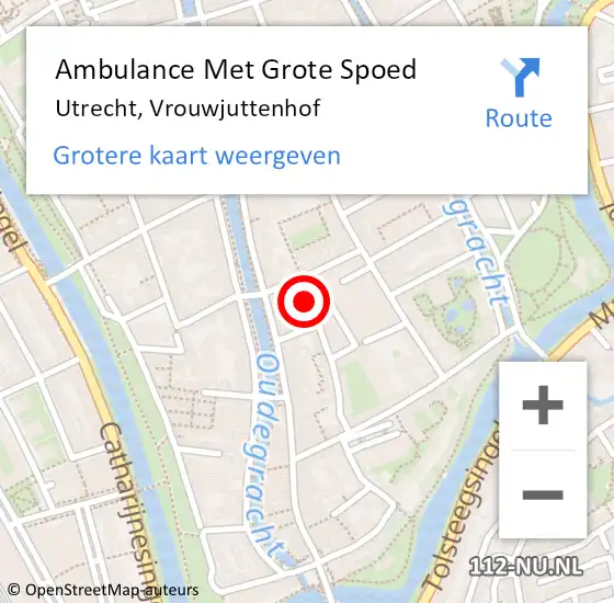 Locatie op kaart van de 112 melding: Ambulance Met Grote Spoed Naar Utrecht, Vrouwjuttenhof op 21 juli 2017 13:58