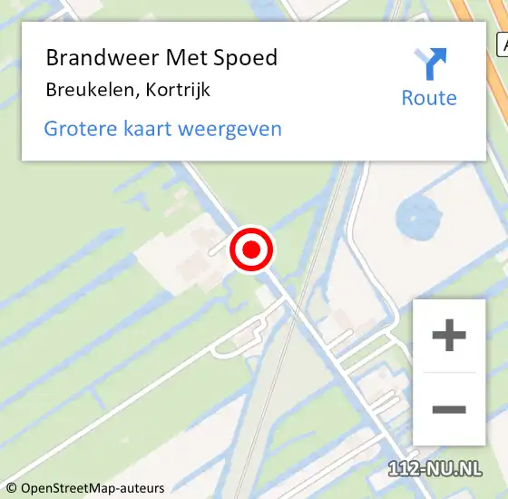 Locatie op kaart van de 112 melding: Brandweer Met Spoed Naar Breukelen, Kortrijk op 21 juli 2017 14:02