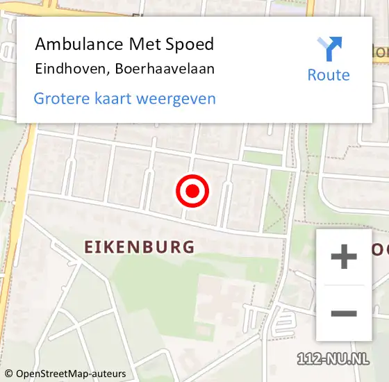 Locatie op kaart van de 112 melding: Ambulance Met Spoed Naar Eindhoven, Boerhaavelaan op 21 juli 2017 14:08
