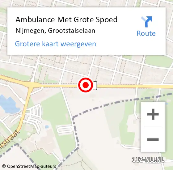 Locatie op kaart van de 112 melding: Ambulance Met Grote Spoed Naar Nijmegen, Grootstalselaan op 21 juli 2017 14:35