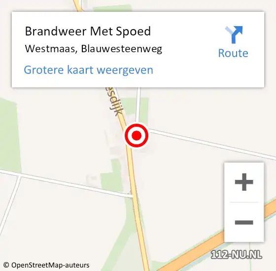 Locatie op kaart van de 112 melding: Brandweer Met Spoed Naar Westmaas, Blauwesteenweg op 21 juli 2017 14:37