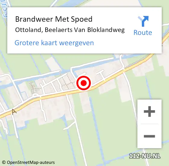 Locatie op kaart van de 112 melding: Brandweer Met Spoed Naar Ottoland, Beelaerts Van Bloklandweg op 21 juli 2017 15:20