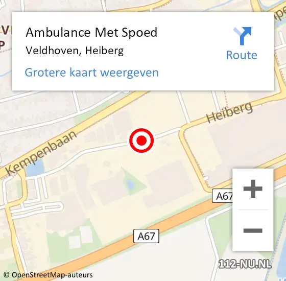 Locatie op kaart van de 112 melding: Ambulance Met Spoed Naar Veldhoven, Heiberg op 21 juli 2017 15:23