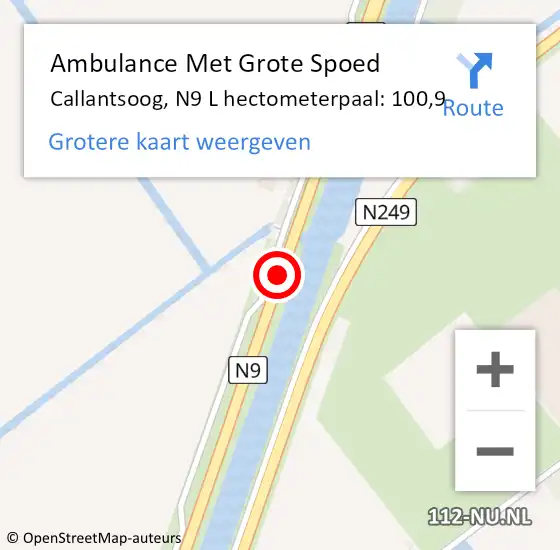 Locatie op kaart van de 112 melding: Ambulance Met Grote Spoed Naar Callantsoog, N9 L hectometerpaal: 100,9 op 21 juli 2017 15:33