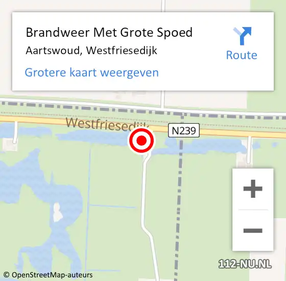 Locatie op kaart van de 112 melding: Brandweer Met Grote Spoed Naar Aartswoud, Westfriesedijk op 21 juli 2017 15:37