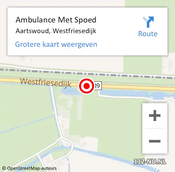 Locatie op kaart van de 112 melding: Ambulance Met Spoed Naar Aartswoud, Westfriesedijk op 21 juli 2017 15:37