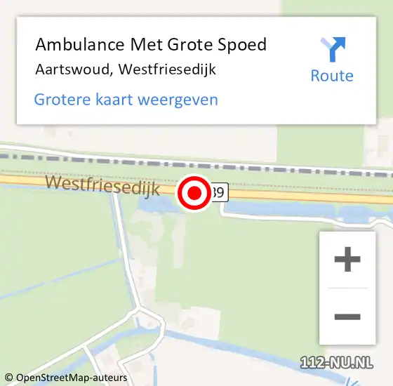 Locatie op kaart van de 112 melding: Ambulance Met Grote Spoed Naar Aartswoud, Westfriesedijk op 21 juli 2017 15:46